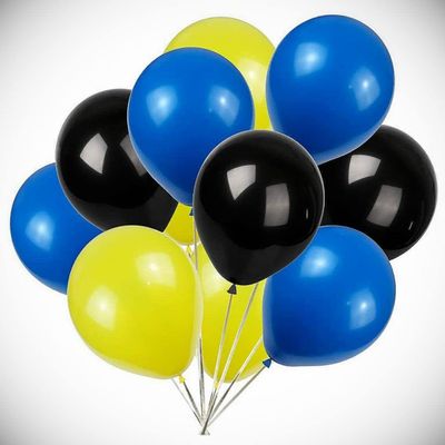 12 Inch 100x Yellow Blue Black Pearl Latex Balloons Birthday Party Helium Float Hanging Balloon Bright Color for Wedding Decoration Banner Air Balloon