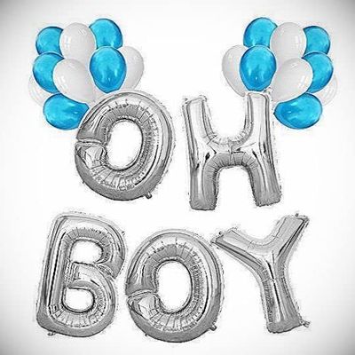 40" Oh Man Silver Foil Balloons Birthday Shower Floated Blue Latex Balloon Hanging Balloon Bright Color for Wedding Decoration Banner Air Balloon