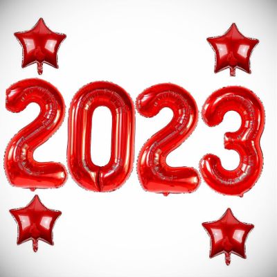 40 Inch Red 2023 Number Foil Balloon New Year Eve Graduation Party Decor Star Hanging Balloon Bright Color for Wedding Decoration Banner Air Balloon