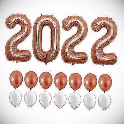 40 Inch Rose Gold 2022 Number Foil Balloon New Year Eve Graduation Party Latex Hanging Balloon Bright Color for Wedding Decoration Banner Air Balloon