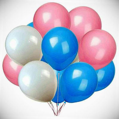 12" 100x Pink Blue White Latex Balloons Shower Party Wild One Birthday Hanging Balloon Bright Color for Wedding Decoration Banner Air Balloon