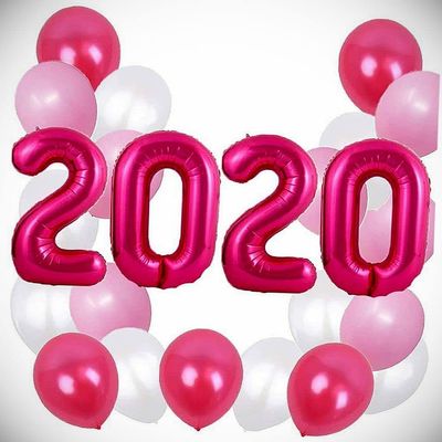 40 Inch Pink 2020 Number Foil Balloon New Year Graduation Party Latex Balloons Hanging Balloon Bright Color for Wedding Decoration Banner Air Balloon