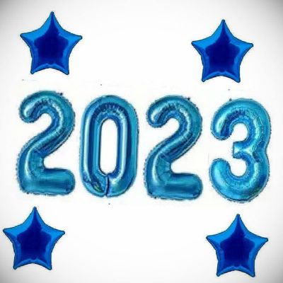 40 Inch Blue 2023 Number Foil Balloon New Year Eve Graduation Party Decor Star Hanging Balloon Bright Color for Wedding Decoration Banner Air Balloon