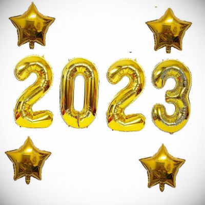 40 Inch Gold 2023 Number Foil Balloon New Year Eve Graduation Party Decor Star Hanging Balloon Bright Color for Wedding Decoration Banner Air Balloon