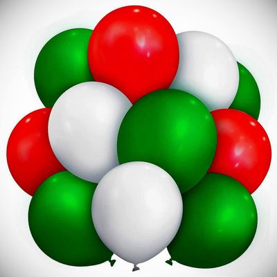 12inch 100x Red Green White Pearl Latex Balloons Christmas Party Helium Floating Hanging Balloon Bright Color for Wedding Decoration Banner Air Balloon