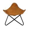Handmade Brown Leather Footstool Ottoman  Genuine Saddle Leather Stool for Living Room | Rustic Home Dcor Accent | Butterfly Chair Ottoman with Steel Frame  Ten Vintage Boho Furniture by PLW view 1