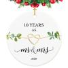 10th Anniversary Ornament, Gifts for 10th Wedding Anniversary, 10 Year Wedding Gifts for Her,Couple,Him, 2.9" Ceramic 10 Year as Mr and Mrs Christmas Ornament 2026 view 1