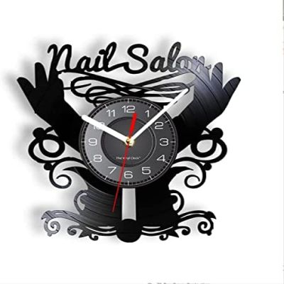 12 Inch Wall Clock Nail Salon Vinyl Record Quartz Wall Clock Beauty Studio Contemporary Deco Wall Clock Manicure Custom Clock Wall Watch