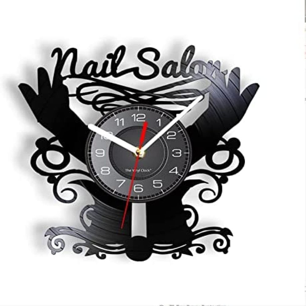 12 Inch Wall Clock Nail Salon Vinyl Record Quartz Wall Clock Beauty Studio Contemporary Deco Wall Clock Manicure Custom Clock Wall Watch