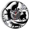 12In Wall Clock Silent Non-Ticking Cat Silhouette Wall Clock Made of Retro LP Vinyl Record & Beans Animal Wall Watch Home Decor view 1