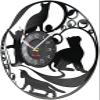 12In Wall Clock Silent Non-Ticking Cat Silhouette Wall Clock Made of Retro LP Vinyl Record & Beans Animal Wall Watch Home Decor view 2