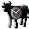 12 Inch Wall Vinyl Decorative Wall Clocks Cattle Silhouette Wall Clock Made of Vinyl LP Record Ox Cow Herbivorous Animal Wall Watch Black Hanging Decor view 1