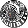 12In Wall Clock Silent Non-Ticking Music Instrument Gramophone Record Wall Clock Black & White Keys Spiral Stair Shaped Retro Timepieces Vinyl Music Record Artwork view 2