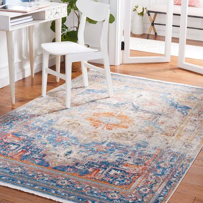 SAFAVIEH Persian Collection Accent Rug - 3' x 5', Blue & Multi, Oriental Distressed Fringe Design, Non-Shedding & Easy Care, Ideal for High Traffic Areas in Entryway, Living Room, Bedroom (VTPB438B)