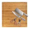 BambooMN Bamboo Burner Cover Cutting Board, 3-Ply, Large Square, 20"x20"x0.75" - Grooved/Flat with Cleaver, Knife, and Kitchen Shear Set view 1