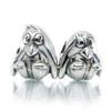 Penguins Couple Magnetic Set of 2 Sterling Silver Charms Beads S925, Cute Penguins holding Flippers Connected by Magnet suits Necklace, Pandora compatible Charm Jewellery view 1
