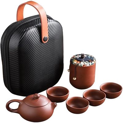DEPILA LIANXIAO - Purple Sand Tea Cups Ceramic Portable Teapot Set Outdoor Travel Gaiwan Tea Cups of Tea Ceremony Teacup pot