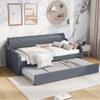 KLMM Unique Twin Size Upholstery DayBed with Trundle and USB Charging Design,Trundle can be Flat or erected, Suitable for Teenagers, Adults, Bedroom, Apartment (Gray@K*) view 1