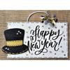 1 Pcs "Happy New Year" Sign Wall Door Hanger Plaque Wreath Accent Holographic Glitter view 1