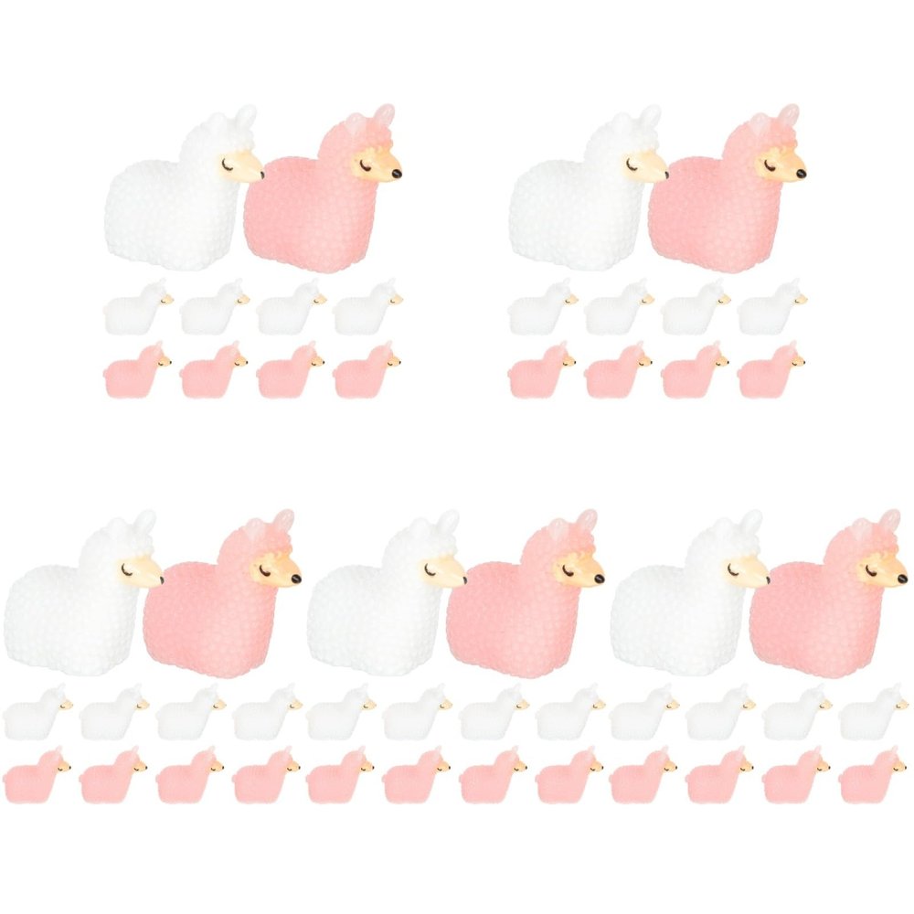 ABOOFAN 100 pcs Lovely Decorative Resin Alpacas Cute Cake Desktop Adorable Figurines DIY Mini Ornaments Alpaca Figurine Decoration Miniature Topper Model Educational Charms