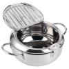 BORDSTRACT Stainless Steel Frying Pot with Thermometer, 3.3 Qt 9.4 Inch Induction Compatible Deep Fryer with Lid and Drip Rack for Home Kitchen Cooking view 1