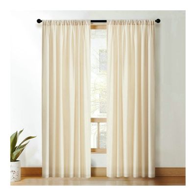 KnBoB Privacy Semi Sheer Curtains 108 Extra Long, Rod Pocket Velvet Curtains Sheer Yellow Solid Color Boho Curtains Kitchen Window 52x108 Inch