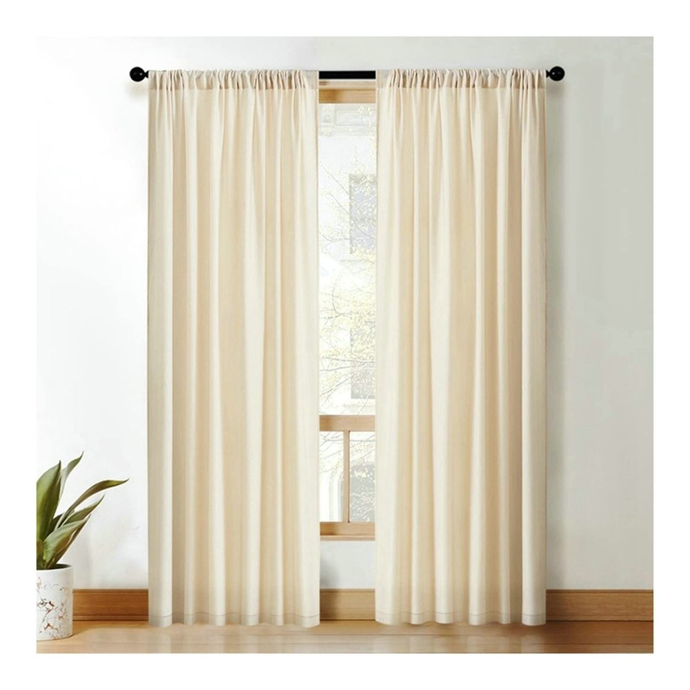 KnBoB Privacy Semi Sheer Curtains 108 Extra Long, Rod Pocket Velvet Curtains Sheer Yellow Solid Color Boho Curtains Kitchen Window 52x108 Inch