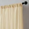 KnBoB Privacy Semi Sheer Curtains 108 Extra Long, Rod Pocket Velvet Curtains Sheer Yellow Solid Color Boho Curtains Kitchen Window 52x108 Inch view 3