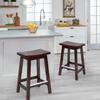 Bar Stools for Kitchen Island, Counter Height Bar Stools Set of 2, 24 Inch Wood Saddle Stool, Solid Wooden Seating with Footrest, Ideal for Breakfast Bar, Kitchen Island, Party Room, Backless, 2-Pack view 3