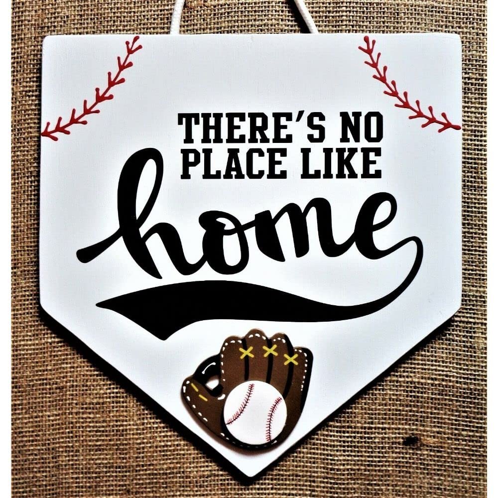 1 Pcs There's No Place Like Home Baseball Sign Wall Art Door Plaque Wreath Attachment
