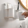 Wall-Mounted Magnetic Toiletries Organizer Toothbrush Cup Toothpaste -Saving Bathroom Storage Simple Design Material Easy Installation view 3