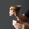 2PCS Coarse Pottery Coffee Mug with Base, 7oz/200ml Creative Triangular Cone Shape Porcelain Mug Funnel Coffee Mug, Vintage Ceramic Personal Tea Cup for Coffee Tea Latte view 4