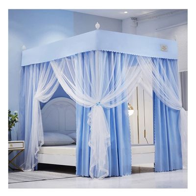 Modern Bed Canopy Mosquito net, Single Bed Double Bed Bedroom Romantic Decoration Bed Curtain, with Metal Bracket (Color : Blue-2, Size : 150X200cm/59X79inch)