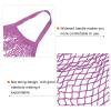 MECCANIXITY Cotton Mesh Bag, 15x13.8 Reusable Washable Mesh Net String Grocery Bags Organizer for Fruits Vegetables Shopping Dark Purple view 4