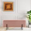 MCombo Storage Ottoman Bench, Teddy Fabric Upholstered Footstool with Storage Space, Bed End Bench for Bedroom, Living Room, Entryway W709 (Pink) view 2