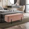 MCombo Storage Ottoman Bench, Teddy Fabric Upholstered Footstool with Storage Space, Bed End Bench for Bedroom, Living Room, Entryway W709 (Pink) view 4