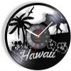 12 Inch Round Wall Clock Hawaii Holiday Beach Vinyl Record Wall Clock Tropical Palm Tree Surfers Home Decor Travel Craft The American States Artwork view 1