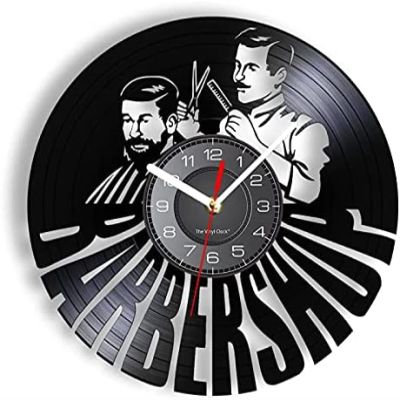 12 Inch Wall Vinyl Decorative Wall Clocks Hair Salon Barber Shop Vinyl Record Wall Clock Hipster Decor Hairstylist Album Vinyl Disk Crafts Clock