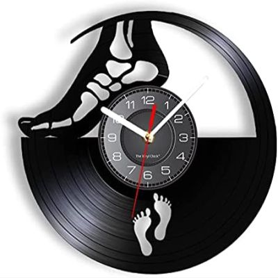 12 Inch Wall Vinyl Decorative Wall Clocks Anatomical Foot Medical Vinyl Record Wall Clock Doctor Podiatrist Clinic Artwork Vintage Album Clock Wall Watch Orthopedist Gift