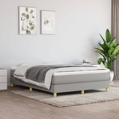 GOLINPEILO Light Gray Box Spring Bed Frame with Golden Legs, 59.8"x79.9" Queen Fabric, Weight-54.675 lb(Style L)