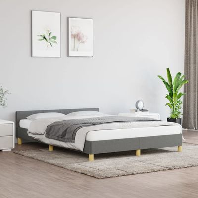 GOLINPEILO Dark Gray Bed Frame with Headboard 59.8"x79.9" Queen Fabric, Weight-57.32 lb(Style I)