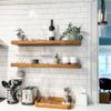 URBANDI, Rustic Floating Shelves, Set of 2, Hidden Bracket, Solid Wood, Heavy Duty, Wall Mounted Shelves, (Brown, 60Wx6D) view 1