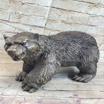 EUROPEAN BRONZE Nice European Signed Bronze Wealth Crawl Animals Ferocious Bear Statue Figure Statue Gift Art