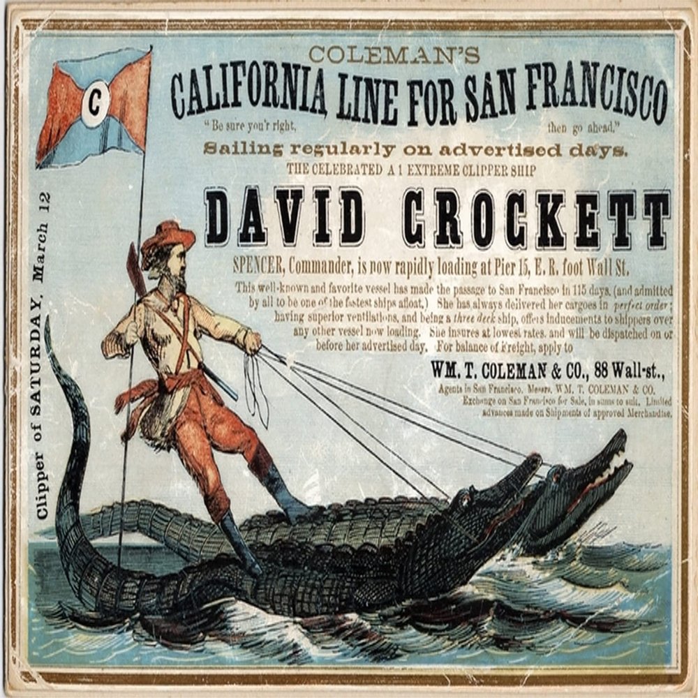 24x36 gallery poster, David Crockett clipper ship card Davy Crockett