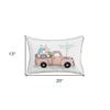 Bed Bath & Beyond 13" X 20" White and Pink Easter Bunny Pink Truck Throw Pillow view 3