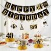 40th Birthday Banner Decorations for Men Women, 10Pcs Happy 40 Birthday Banner Honeycomb Centerpiece Swirls Kit, Black Gold Forty Bday Ceiling Table Topper Sign Party Supplies view 4