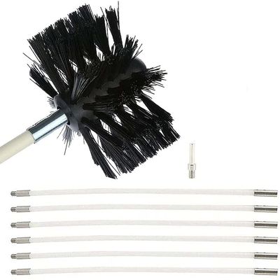 chimney sweep kit Chimney Cleaning Brush Kit, Duct Vent Cleaning Set Includes 6/9/12/15/18 Flexible Rods 1 Brush Head, Chimney Sweep Kit For Fireplace/Dryer Vent /Sewage Pipe/Fume Hood ( Color : 6 Rod