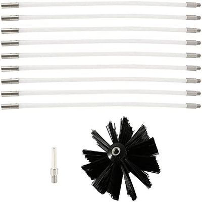 chimney sweep kit Flexible Dryer Vent Cleaning Kit Lint Remover Dryer Vent Brush Cleaning Kit Fireplace Chimney Brushes, 6/9/12/15/18 Rods And 1 Brush Head Use With Or Without A Power Drill ( Color :