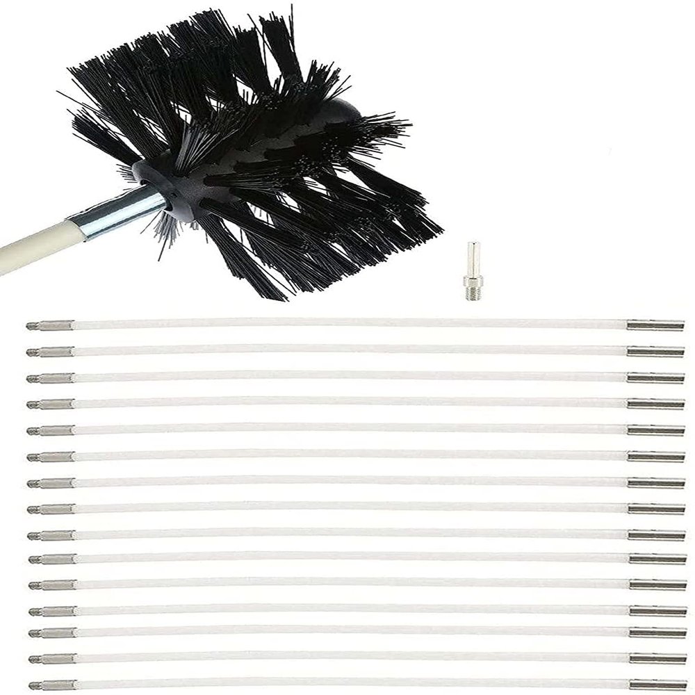 chimney sweep kit Chimney Cleaning Brush, Dryer Vent Cleaner, Dry Duct Sweep Tool,Lint Remover Nylon Head 6/9/12/15/18 Flexible Rod, Chimney Sweep Kit For Fireplace/Dryer Vent/sewage Pipe/Fume Hood (