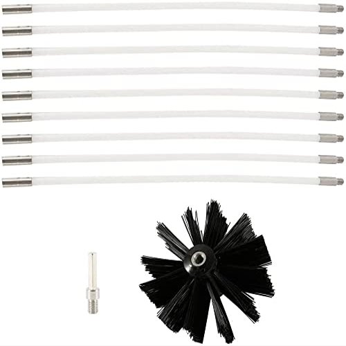 chimney sweep kit Flexible Dryer Vent Cleaning Kit Lint Remover Dryer Vent Brush Cleaning Kit Fireplace Chimney Brushes, 6/9/12/15/18 Rods And 1 Brush Head Use With Or Without A Power Drill ( Color :